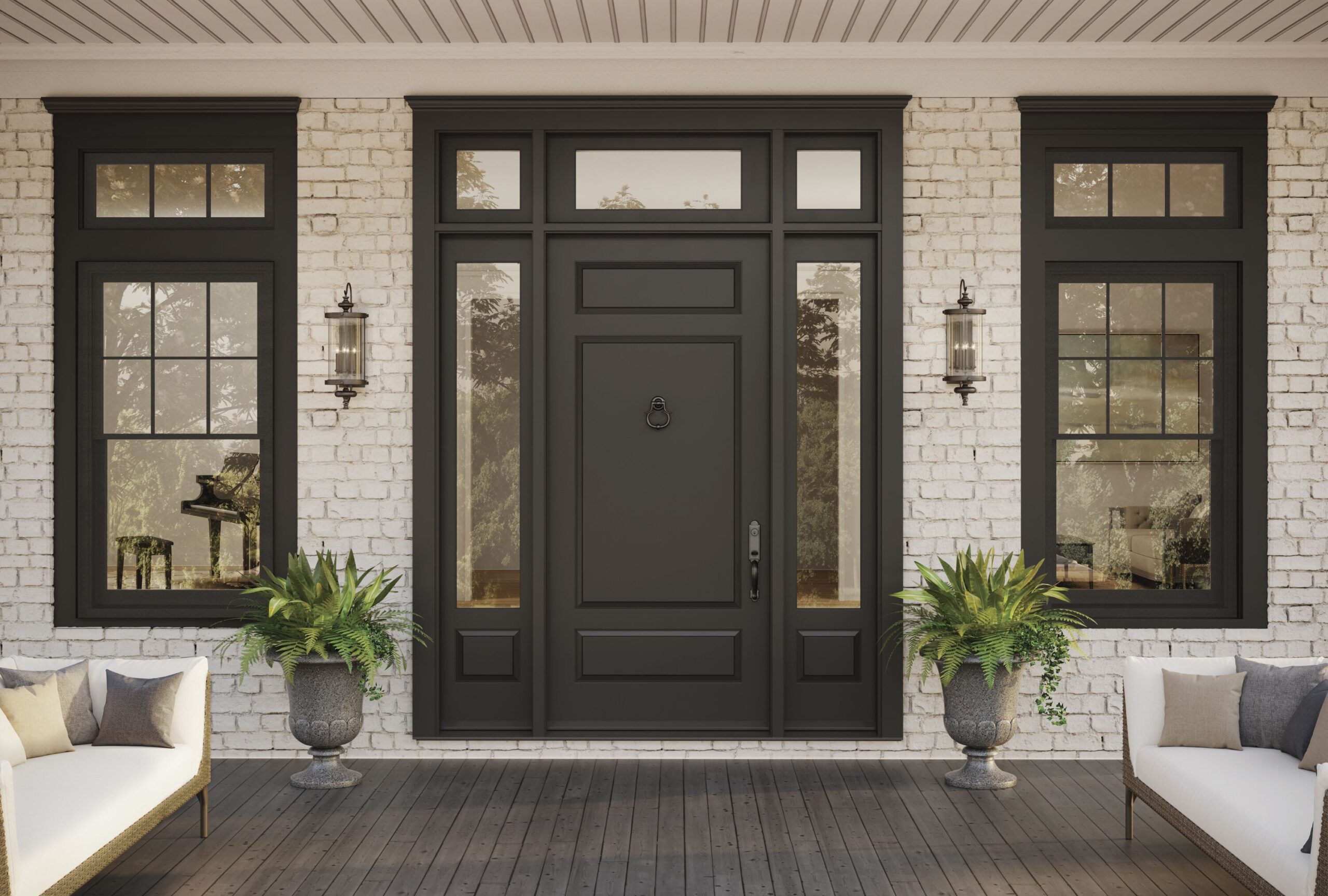 Red-colored iron has fireplace doors installed for a house in Oklahoma City, OK